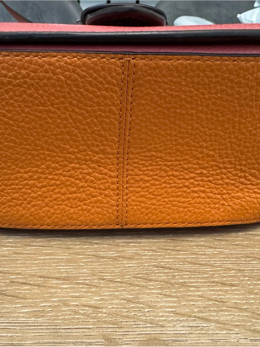 Coach Colorblock Pebbled Leather Saddle Crossbody - Blush, Rose & Burgundy